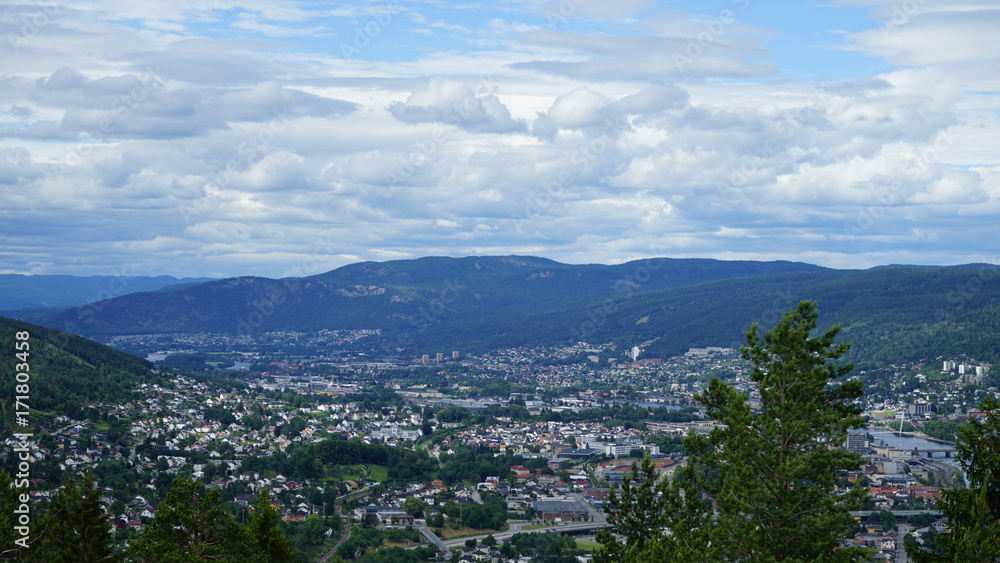 View of Drammen from the mountain , Norway.