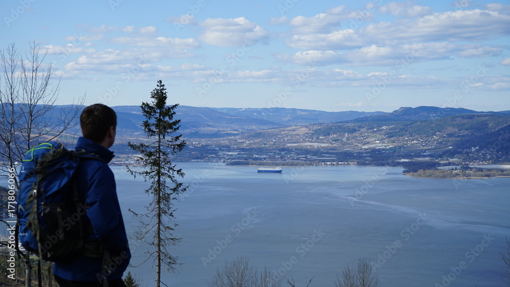 Watching Drammen fjord and city, Norway ,Buskerud.