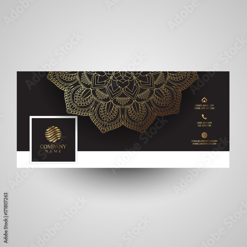 Decorative social media cover with mandala design