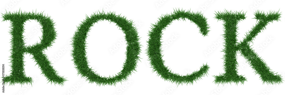 Rock - 3D rendering fresh Grass letters isolated on whhite background. Rock - 3D rendering fresh Grass letters isolated on whhite background.