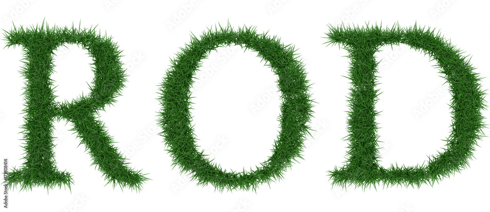 Rod - 3D rendering fresh Grass letters isolated on whhite background. Rod - 3D rendering fresh Grass letters isolated on whhite background.