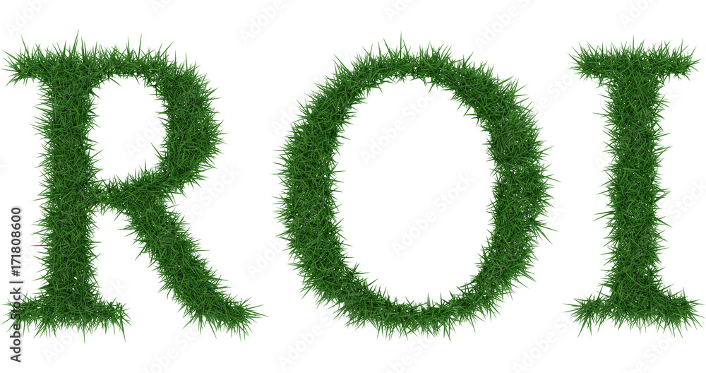 Roi - 3D rendering fresh Grass letters isolated on whhite background.