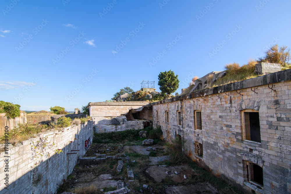 Abandoned military fort near the coast in croatia