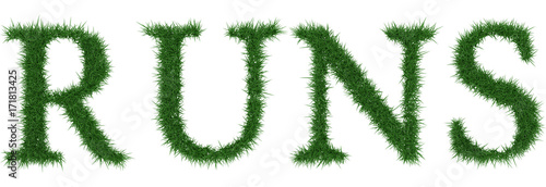 Runs - 3D rendering fresh Grass letters isolated on whhite background.