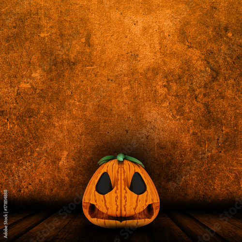 Fototapeta 3D Halloween jack o lantern in grunge interior