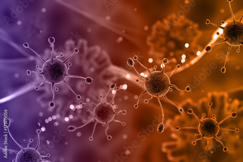 3D medical background with virus cells