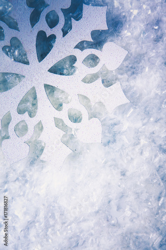 Christmas background with snowflakes on white photo