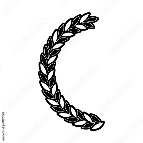 olive branch half bow in monochrome silhouette vector illustration