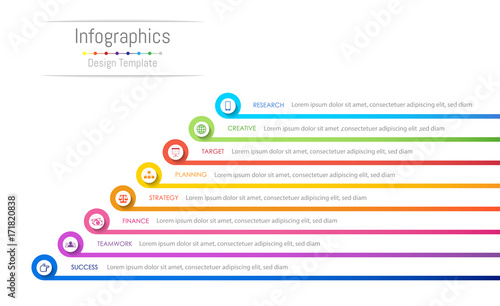 Infographic design elements for your business data with 8 options, parts, steps, timelines or processes. Vector Illustration.