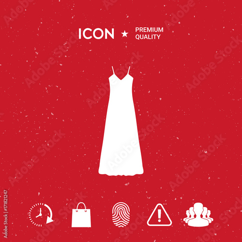 Long Dress, Evening dress, combination or nightie , the silhouette. Menu item in the web design