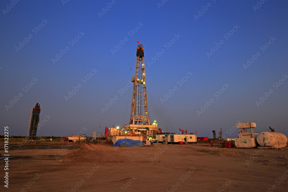 Oil drilling platform in the beautiful night Oil drilling platform in the beautiful night
