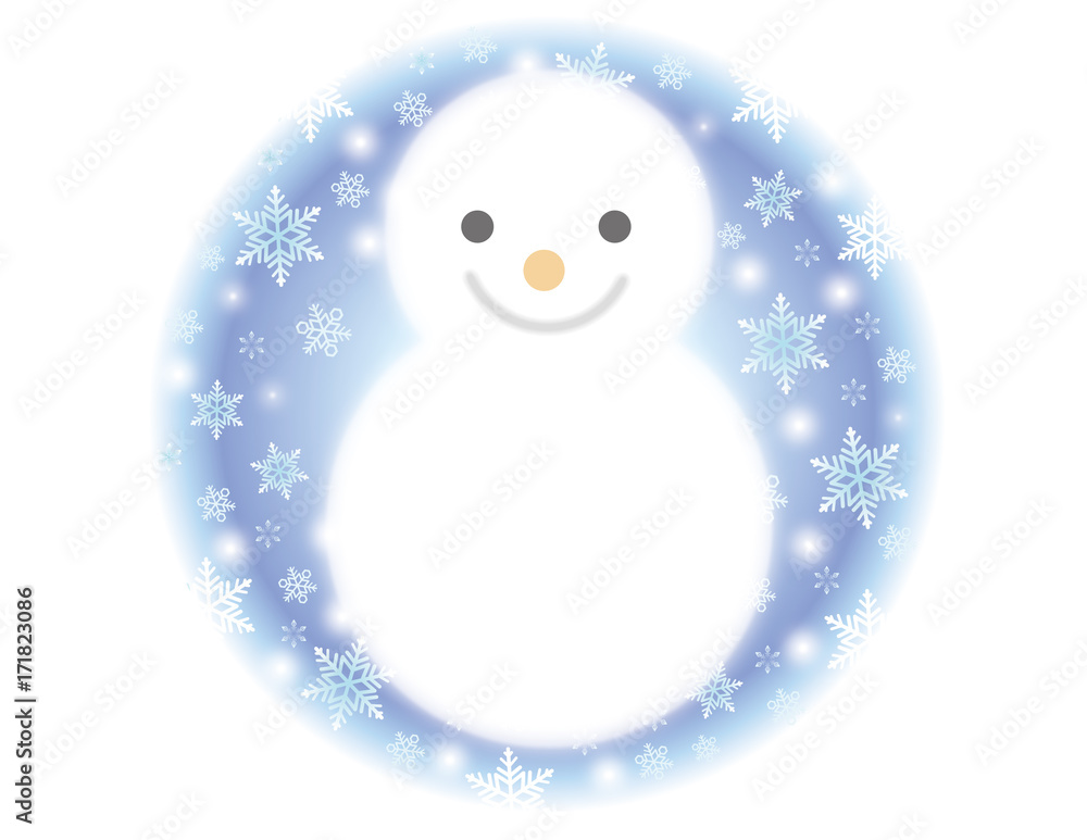 Obraz premium 雪だるまのアイコン 青 