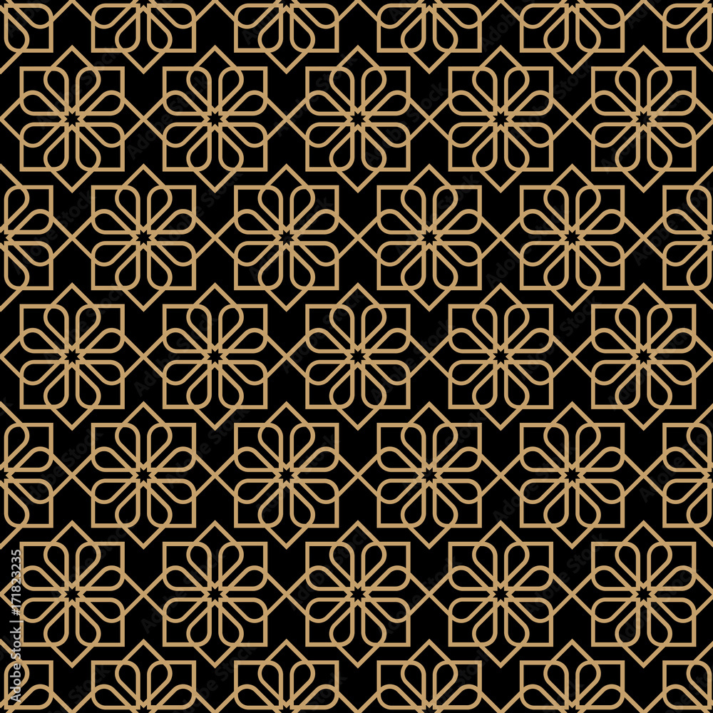Abstract dark seamless flower pattern in oriental style