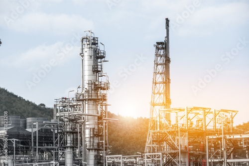 Close up Industrial zone. Plant oil and gas refinery industry.