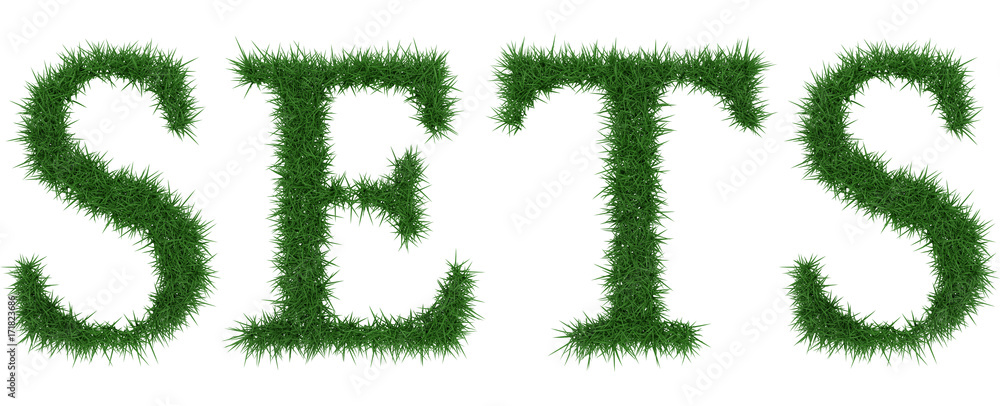 Sets - 3D rendering fresh Grass letters isolated on whhite background. Sets - 3D rendering fresh Grass letters isolated on whhite background.