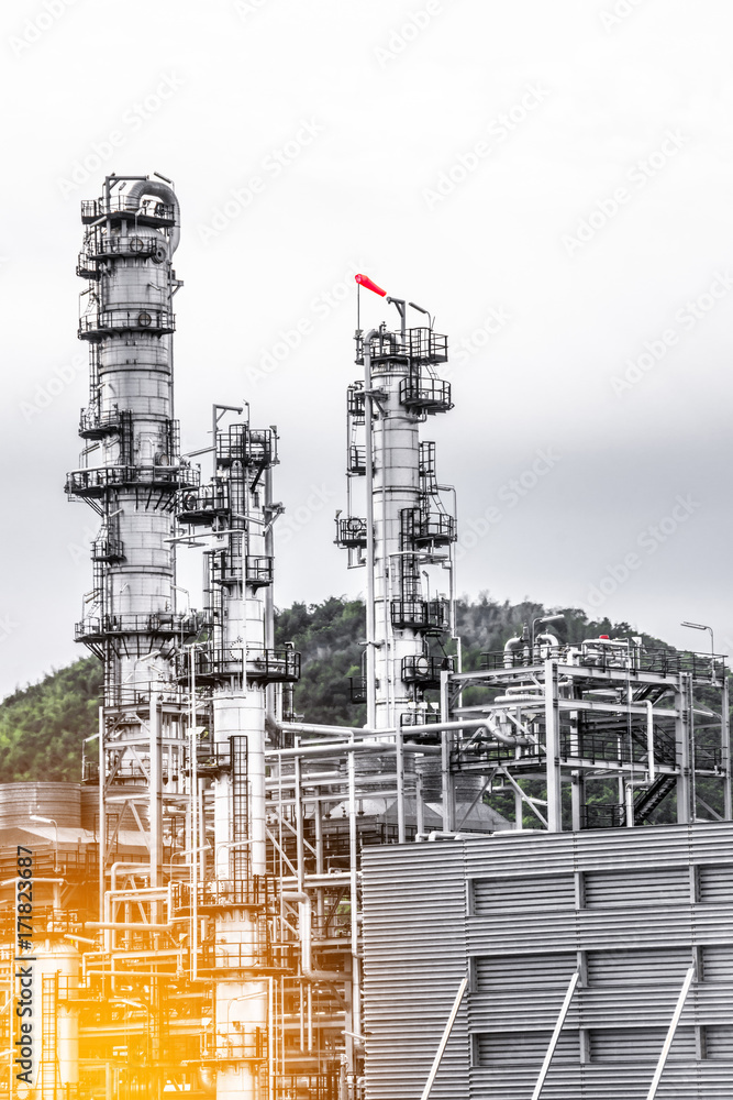 Close up Industrial zone. Plant oil and gas refinery industry.