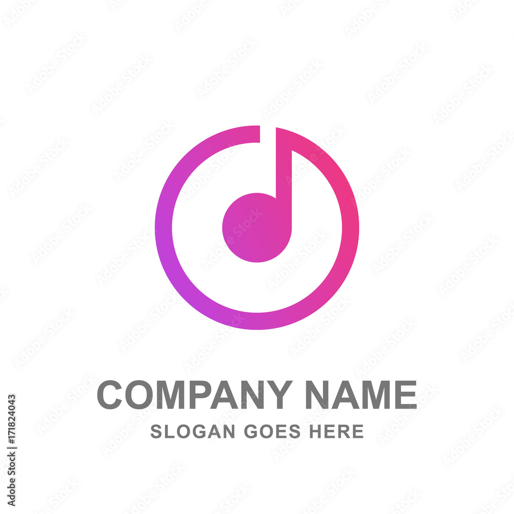 Round Music Note Logo Vector Icon Round Music Note Logo Vector Icon