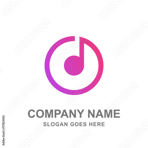 Round Music Note Logo Vector Icon