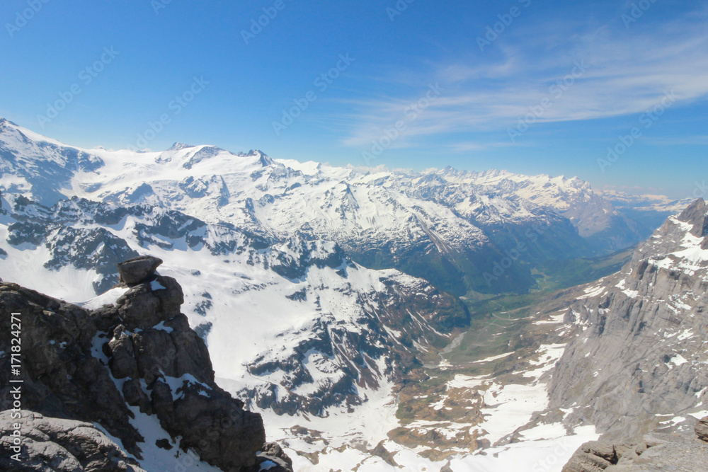 Mt. Titlis, Switzerland From the viewpoint  360 degree panoramic, the popular tourist attractions of Switzerland.