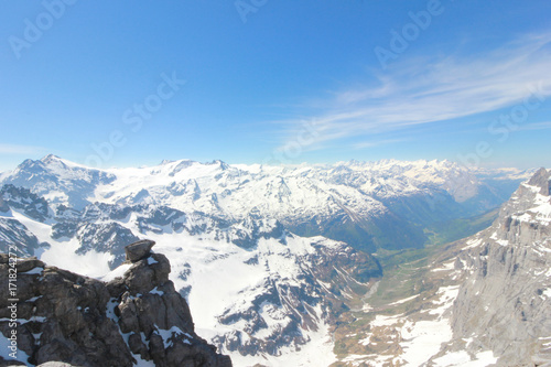 Mt. Titlis, Switzerland From the viewpoint 360 degree panoramic, the popular tourist attractions of Switzerland.