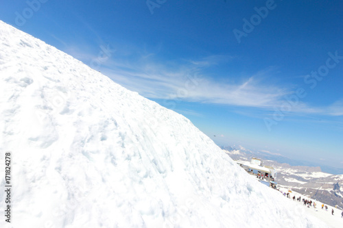 Mt. Titlis, Switzerland - 19 May, 2016:From the viewpoint 360 degree panoramic, the popular tourist attractions of Switzerland.