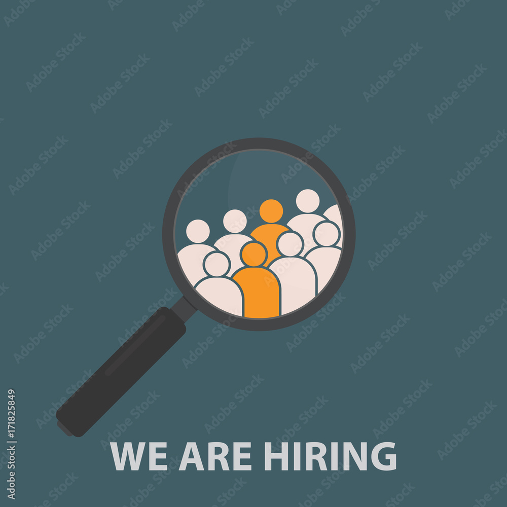 Magnifying Glass with Group Of People Icon. HR job seeking concepts ...