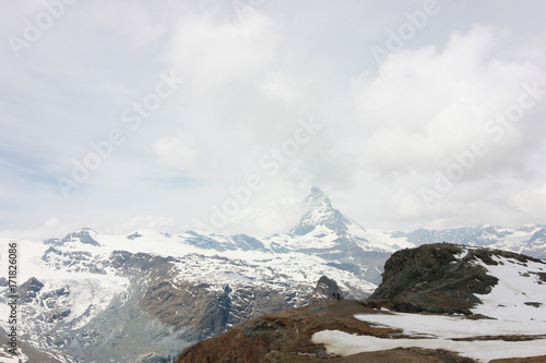 Beautiful mountain landscape with views of the Matterhorn Switzerland. © oopoontongoo