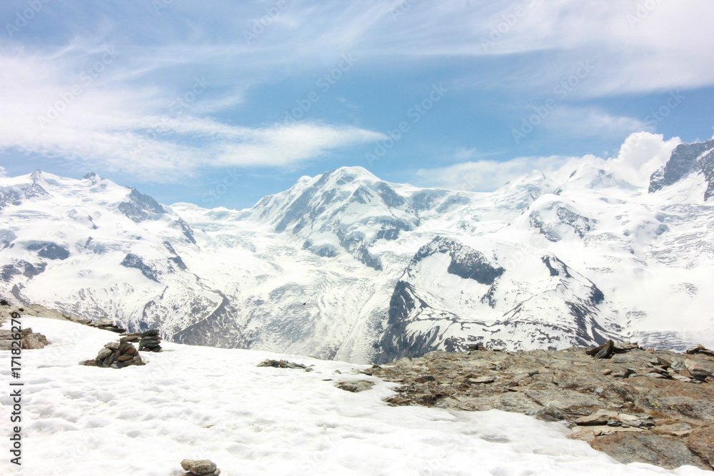 Beautiful mountain landscape with views of the Matterhorn Switzerland.