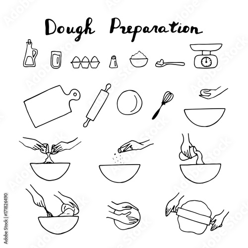 Dough preparation icons.