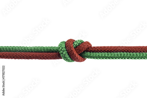 Two wire string knotted isolated on a white background. with clipping path