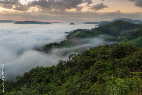 Fog Landscape , Sunrise mornings landscape , Nongkhai Thailand