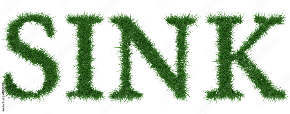Sink - 3D rendering fresh Grass letters isolated on whhite background. Sink - 3D rendering fresh Grass letters isolated on whhite background.