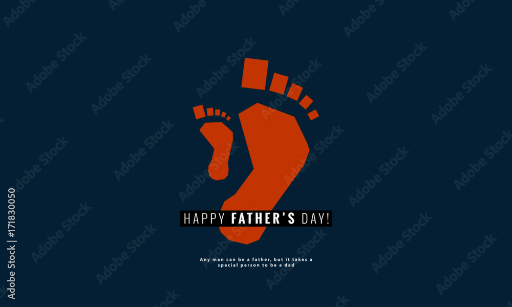 Happy Father's Day (Vector Illustration Father and Child Footprints)