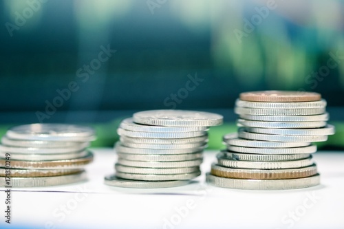 Row of coins for finance and banking concept