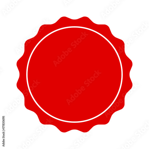 Red smooth edged burst, badge, seal or label with line flat vector icon for apps and packaging photo