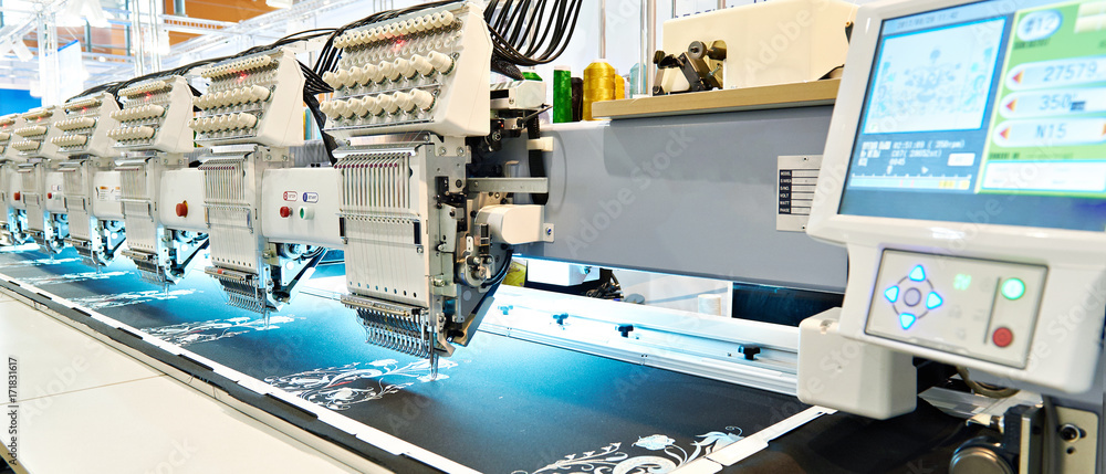 Embroidery industrial machine - obrazy, fototapety, plakaty 