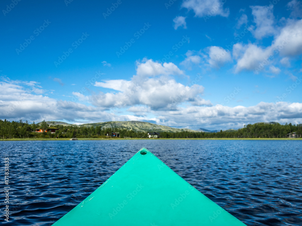 A canoe on a Norwegian lake in the Rondane National Park - 1