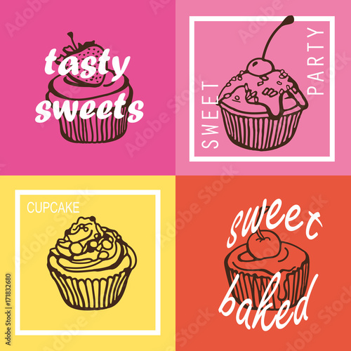 colorful cupcake posters