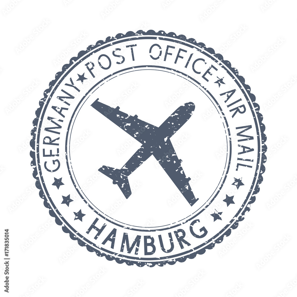 Black stamp with HAMBURG, Germany and aircraft symbol