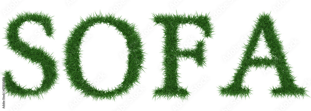 Sofa - 3D rendering fresh Grass letters isolated on whhite background. Sofa - 3D rendering fresh Grass letters isolated on whhite background.