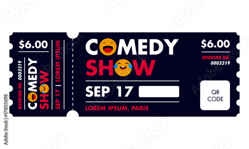 Performance Show Entry Ticket Design. Open Mic Entrance Ticket. Modern elegant design template of Admission Pass