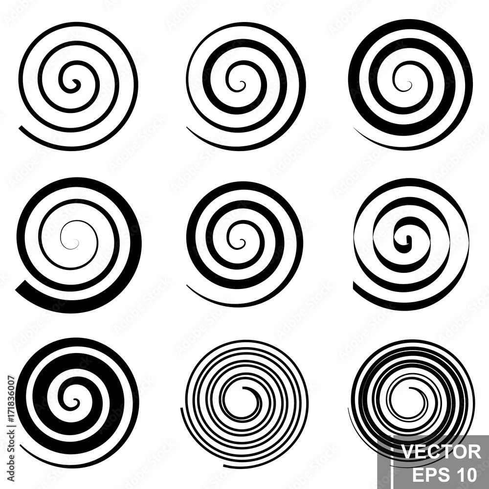 Set of spiral. Silhouette. The black. A circle. The form. For your design. Set of spiral. Silhouette. The black. A circle. The form. For your design.