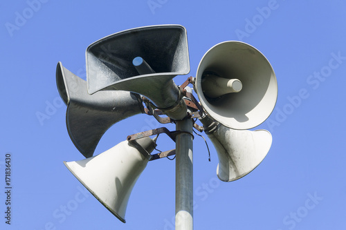 Принти на полотні Public address system consisting of five megaphones