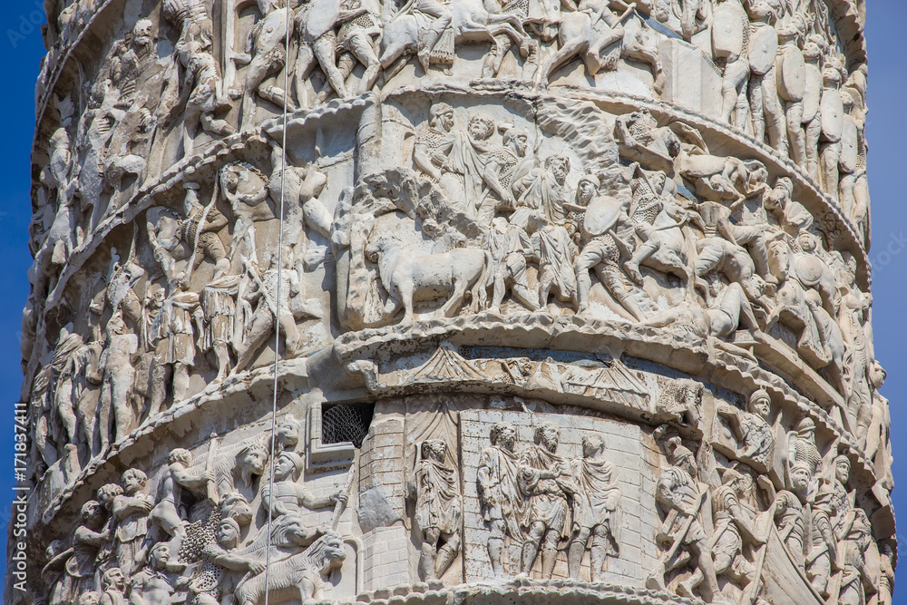 Detail of Marco Aurelio column in Rome, Italy