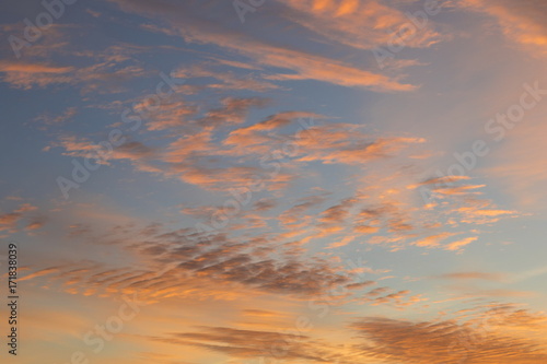 Beautiful clouds at sunrise, improbable sky © yauhenka
