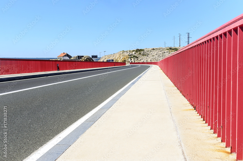 Fototapeta premium Red Bridge Maslenica, Croatia.