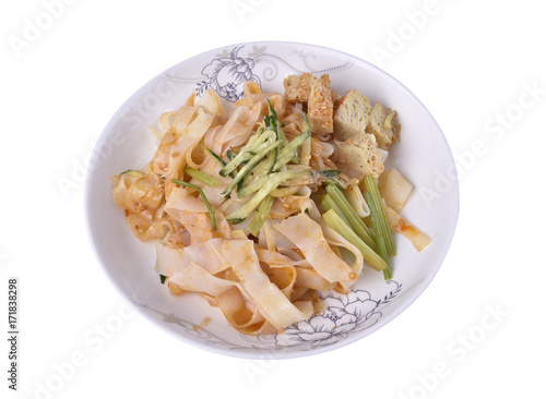 Liangpi, delicious food in summer, Chinese local snack. Isolated on the white background.