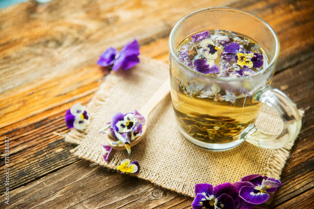 herbal tea on a white wooden background herbal tea on a white wooden background