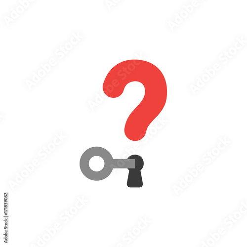Flat design style vector concept of question mark with key lock or unlock keyhole icon on white