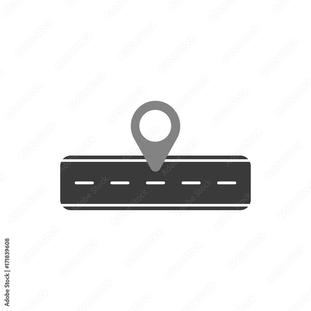 Flat design style vector concept of road and pointer icon on white Flat design style vector concept of road and pointer icon on white